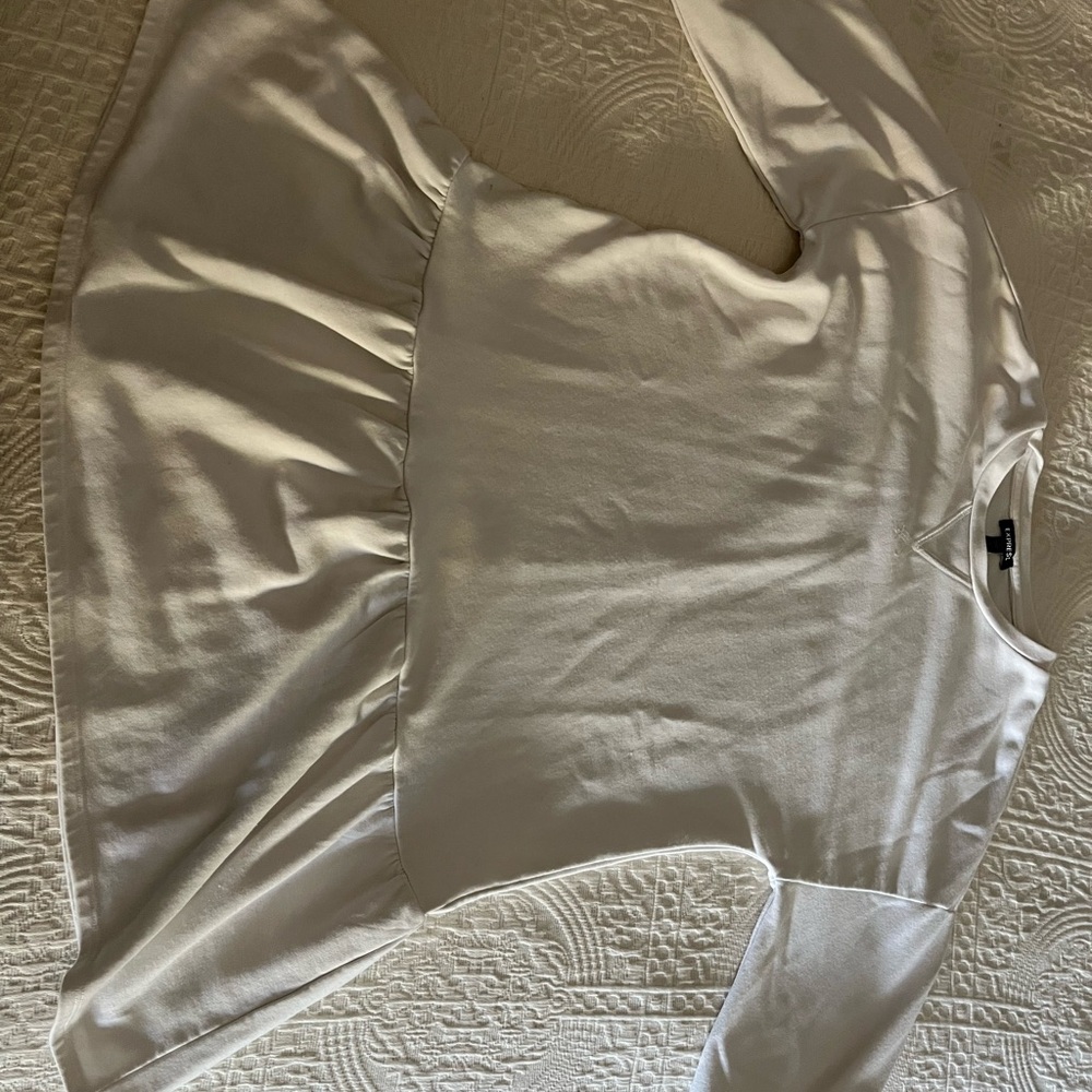Express white long sleeve flounce sweatshirt dress